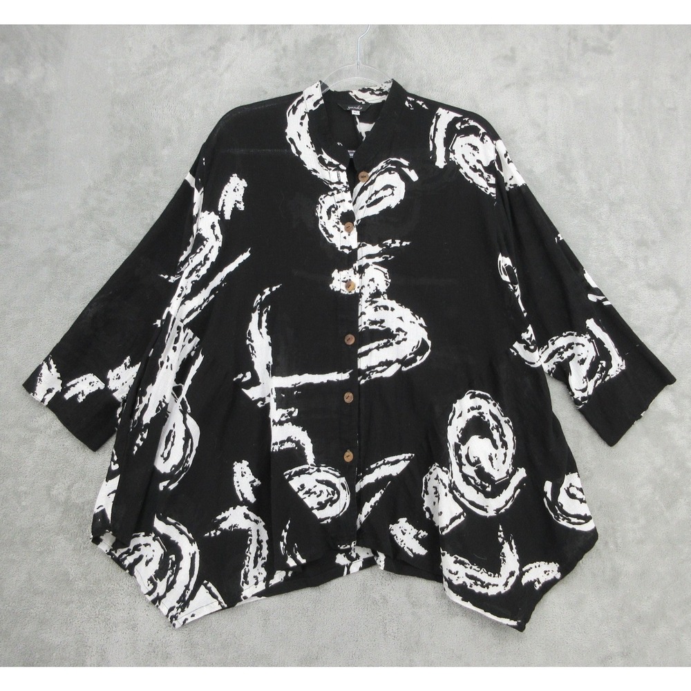 Yasuko Shirt Womens Size M L Abstract Artsy Lagenlook Relaxed Boho Art to Wear